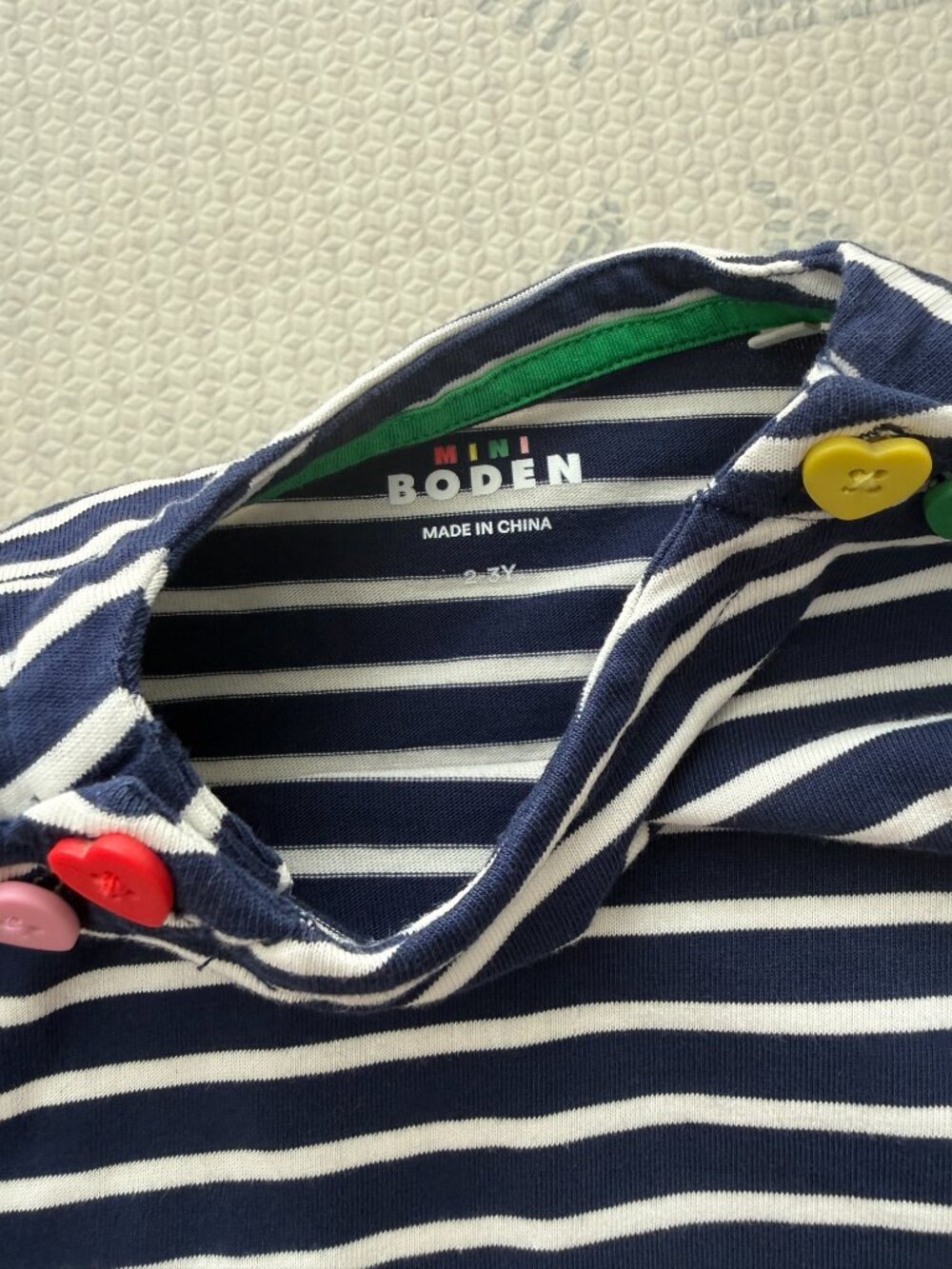 Boden Fun Breton Dress Sapphire Blue/Ivory, 2 - 3 Stripes - Picture 3 of 5